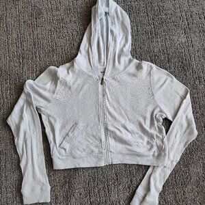 Baby blue cropped zip up hoodie playboy by pacsun